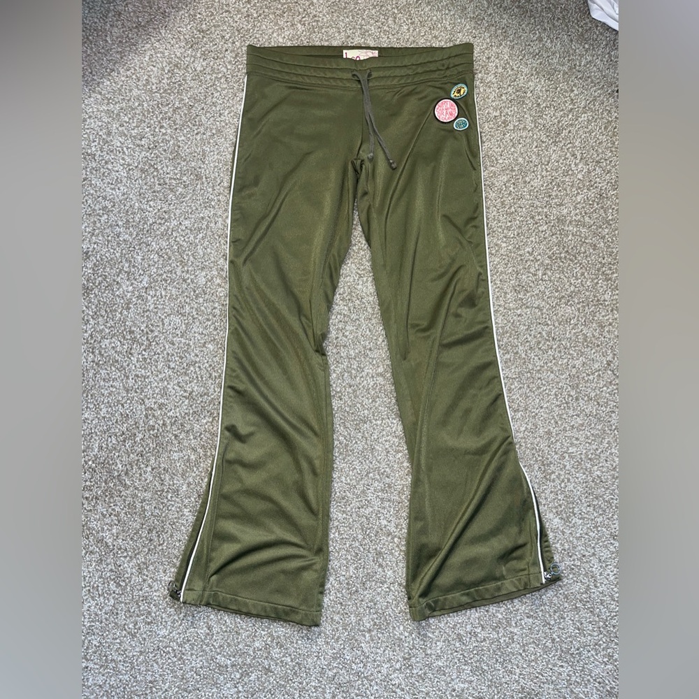 Older Hollister Co. - Green lightweight flare track pants w/zip pant legs